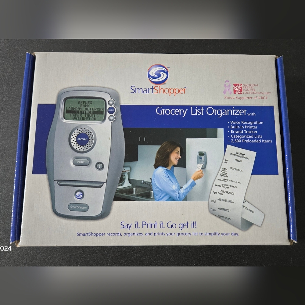Smart Shopper GROCERY LIST ORGANIZER Voice Printer List Maker New In Box